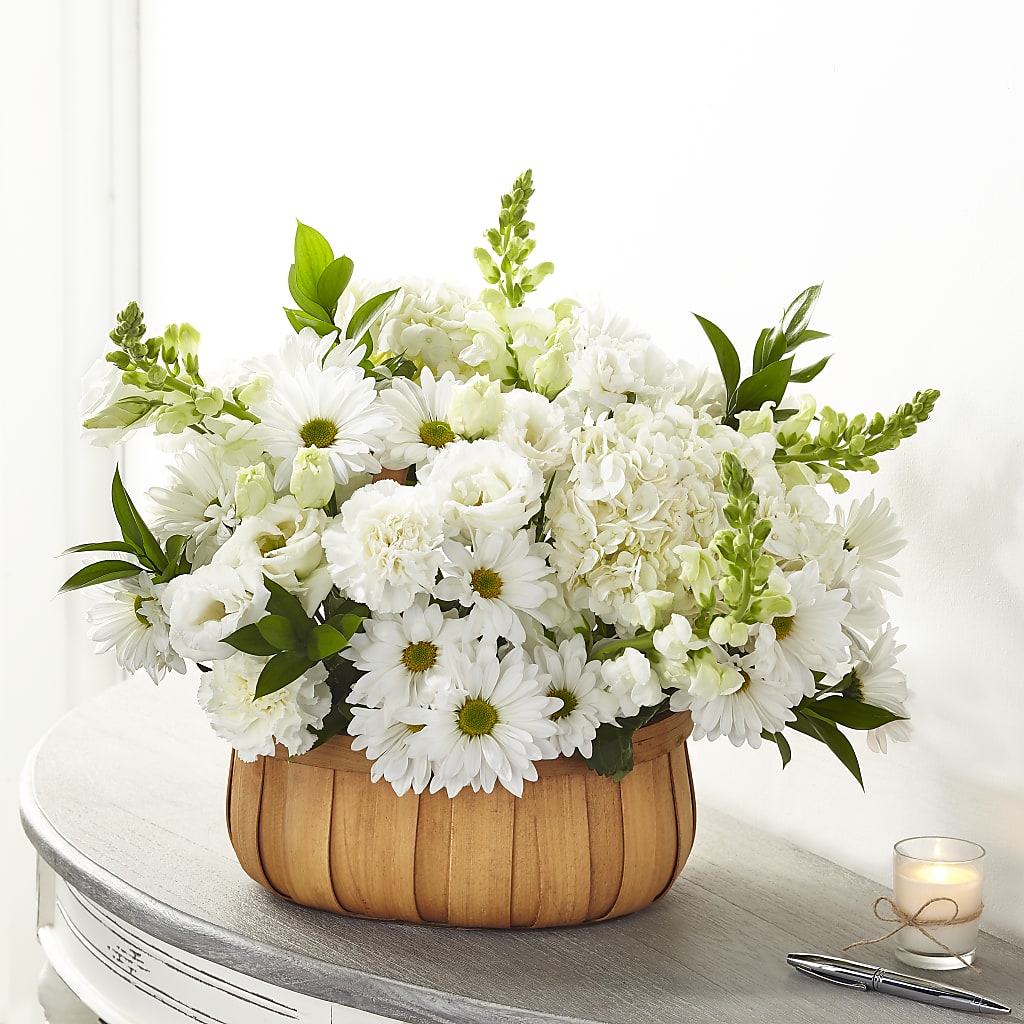 Pure Ivory Basket – Alum Rock Florist, San Jose CA