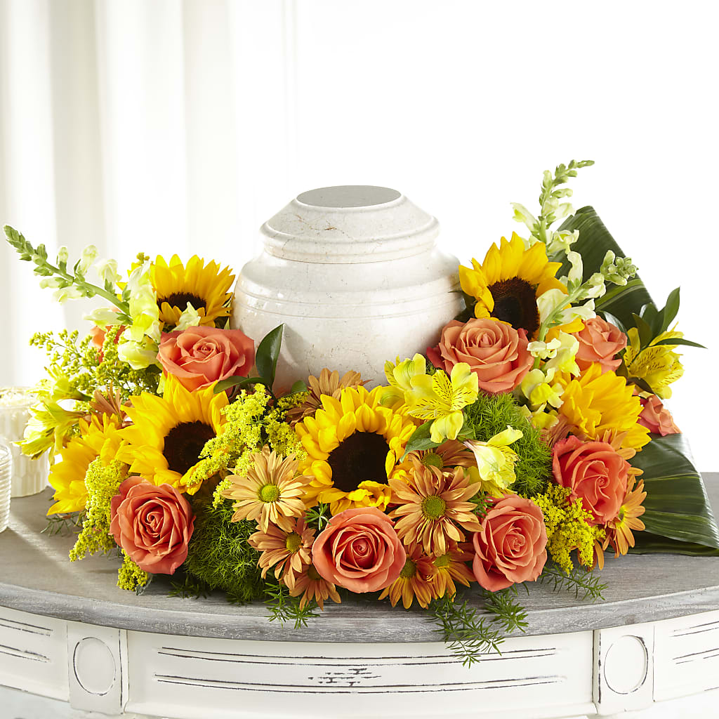 Faithful Sunflower Cremation Adornment – Alum Rock Florist, San Jose CA