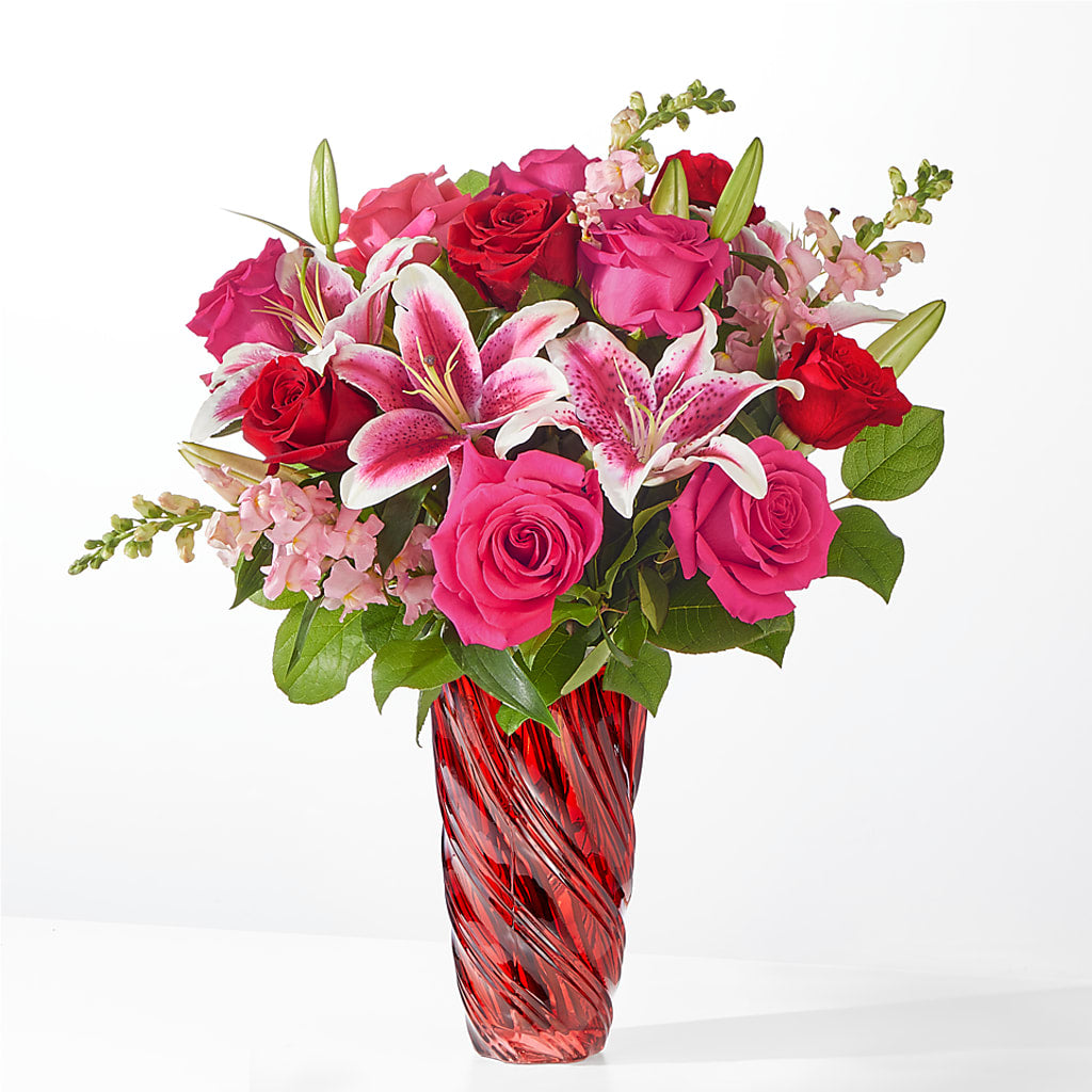 Always You Bouquet with Luxe Swirl Vase – Alum Rock Florist, San Jose CA