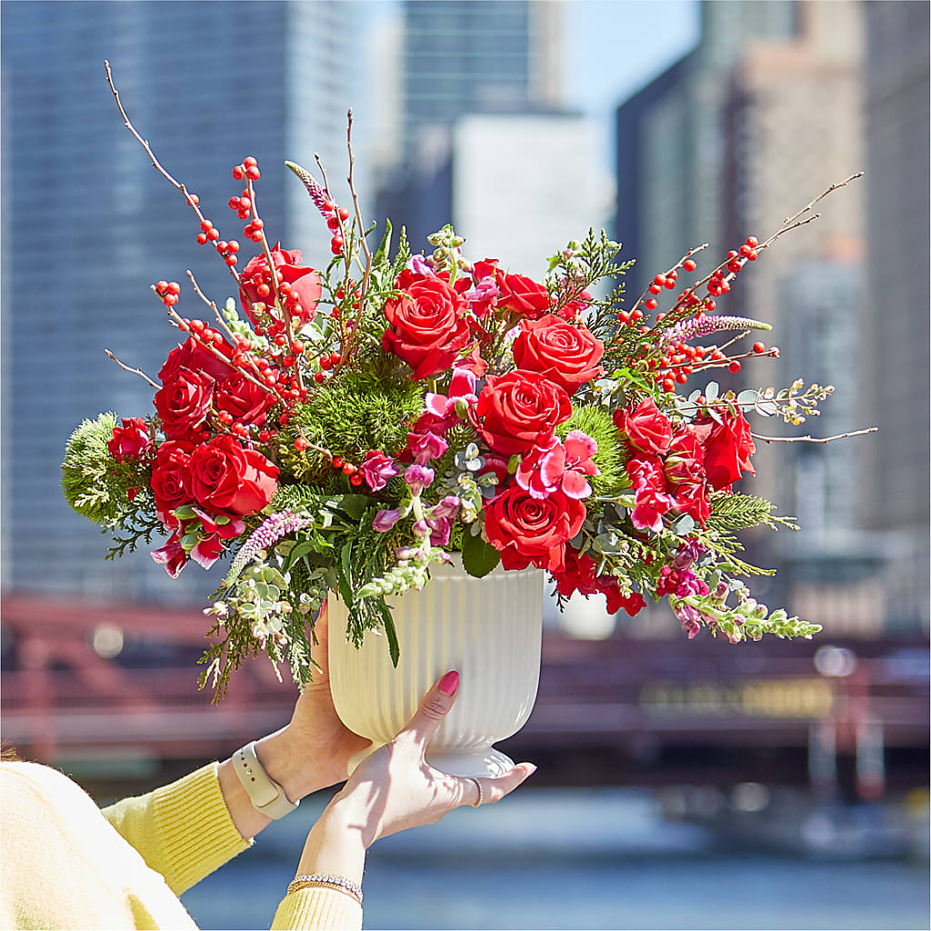 Big Red Bow Bouquet –  Alum Rock Florist, San Jose CA