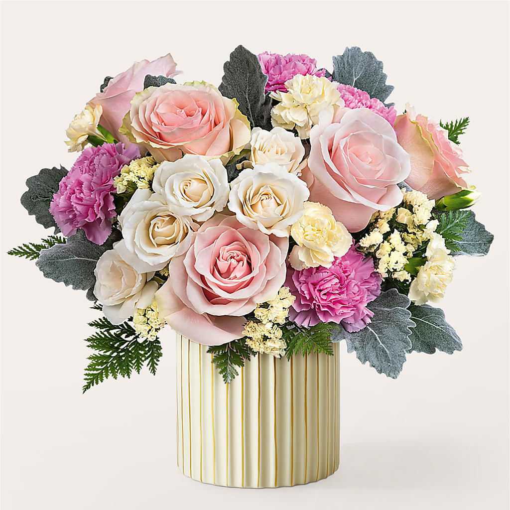 Blissful Moments Bouquet with Ivory Vase –  Alum Rock Florist, San Jose CA