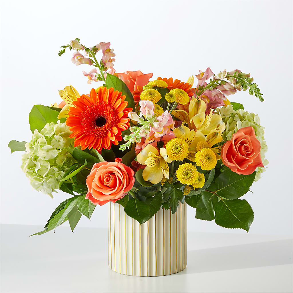 Autumn Sunshine Bouquet with Ivory Vase –  Alum Rock Florist, San Jose CA